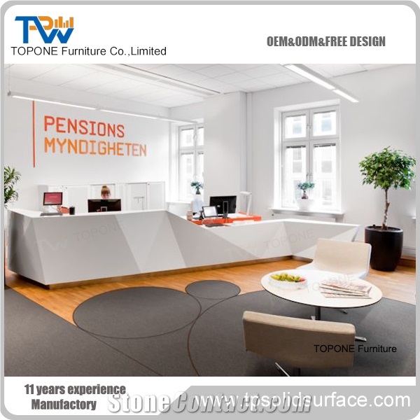 Acrylic Solid Surface Office Reception Table Design