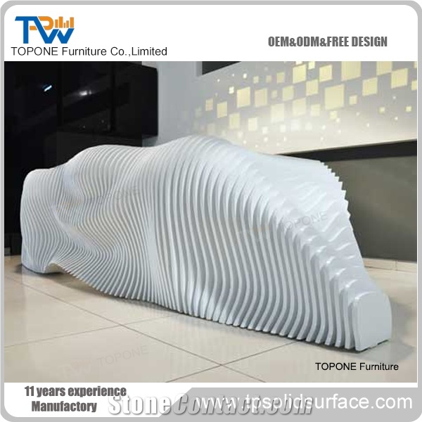 Artificial White Marble Stone Office Reception Counter Reception Desk