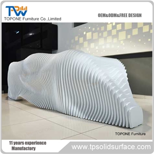 Artificial White Marble Stone Office Reception Counter Reception Desk