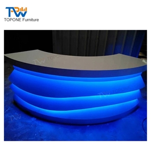 Factory Custom Marble Top Curved Led Cafe Restaurant Pub Bar Counter
