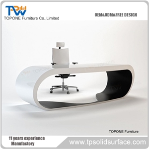 Manmade Stone Semi-Round White Reception Counter