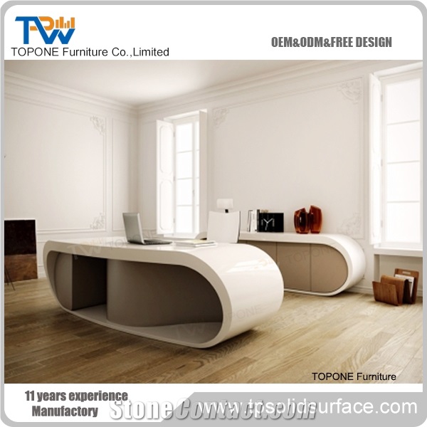 Manmade Stone Semi-Round White Reception Counter