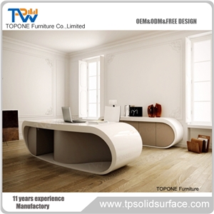 Manmade Stone Semi-Round White Reception Counter