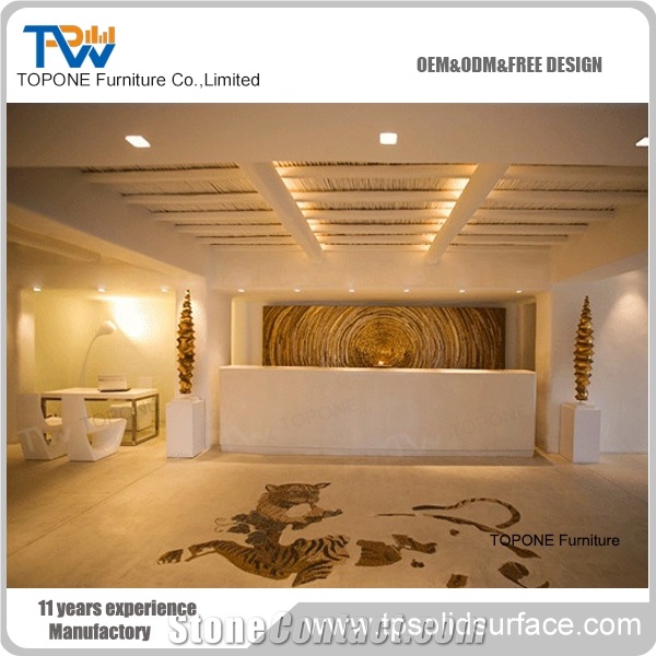 Marble Led Reception Desk Acrylic Solid Surface Front Table