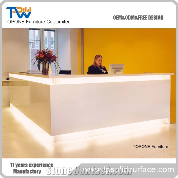 Marble Led Reception Desk Acrylic Solid Surface Front Table