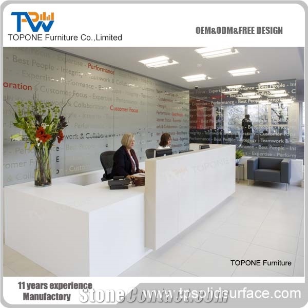 Modern Style Acrylic Solid Surface Hotel Fancy Reception Counter