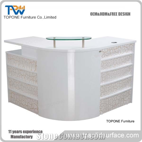 Modern Style Acrylic Solid Surface Hotel Fancy Reception Counter