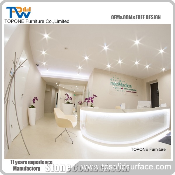 Modern Style Acrylic Solid Surface Hotel Fancy Reception Counter