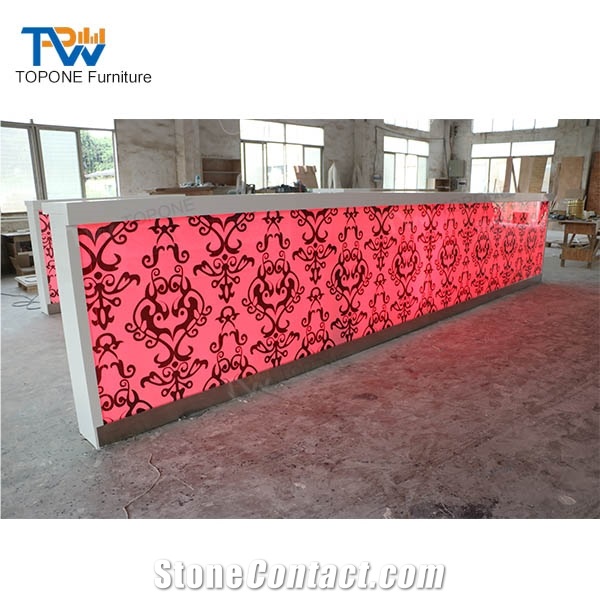 Nightclub Furniture Oem Artificial Marble Led Bar Counter Top Design