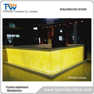 Nightclub Furniture Oem Artificial Marble Led Bar Counter Top Design