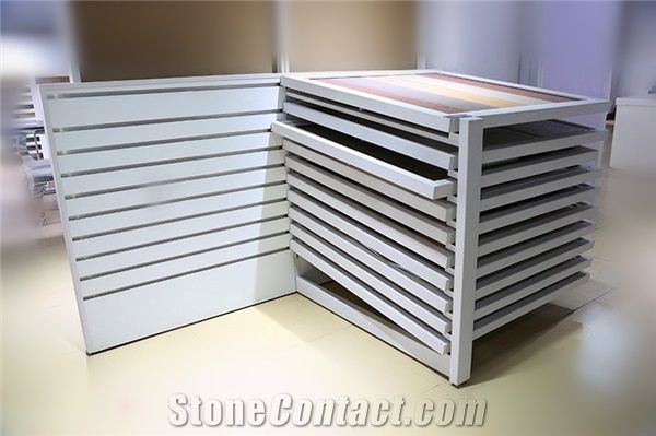 Sliding Marble Tile Display Stands Showroom Stone Tiles Display Rack
