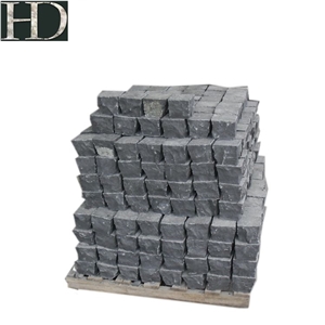 Outdoor Paving Natural Basalt Black Granite Cobble Stone Cube Stone