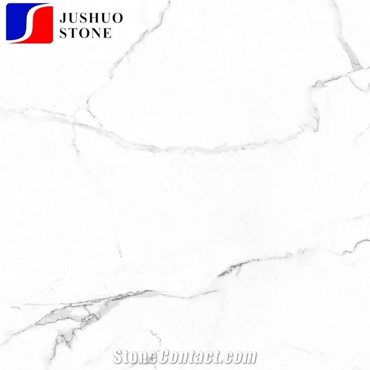 Carrara White Marble Looks Bathroom Design Polished Porcelain Tiles 32x32