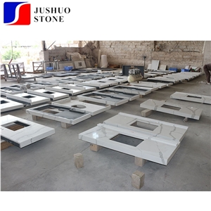 China Man Made Polished White Quartz Bath Countertop