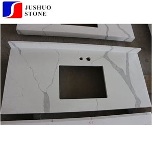 Man Made Calaeatta White Quartz Countertops for Kitchen Island Usage
