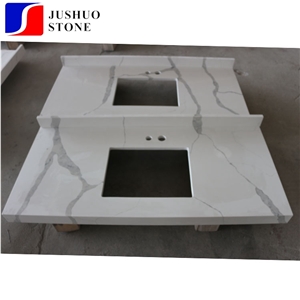 Man Made Calaeatta White Quartz Countertops for Kitchen Island Usage