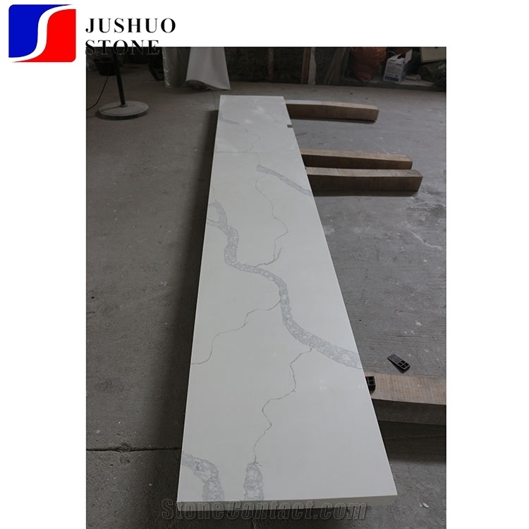 Man Made Calaeatta White Quartz Countertops for Kitchen Island Usage
