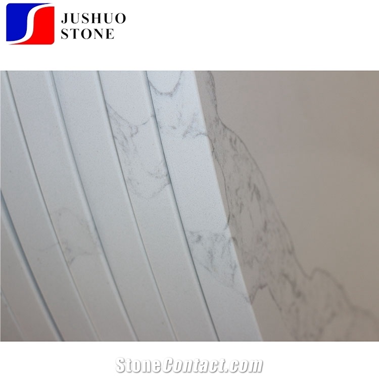 Man Made Calaeatta White Quartz Countertops for Kitchen Island Usage