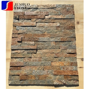 Natural Split Yellow Crystal Silver Slate Panel Feature Wall Cladding