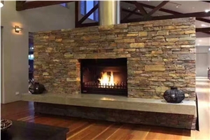Natural Split Yellow Crystal Silver Slate Panel Feature Wall Cladding
