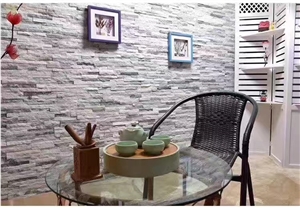 Natural Split Yellow Crystal Silver Slate Panel Feature Wall Cladding