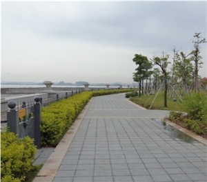 G654 Granite Dark Grey Flamed,Sawn Cut Paving /Cube Building Stone