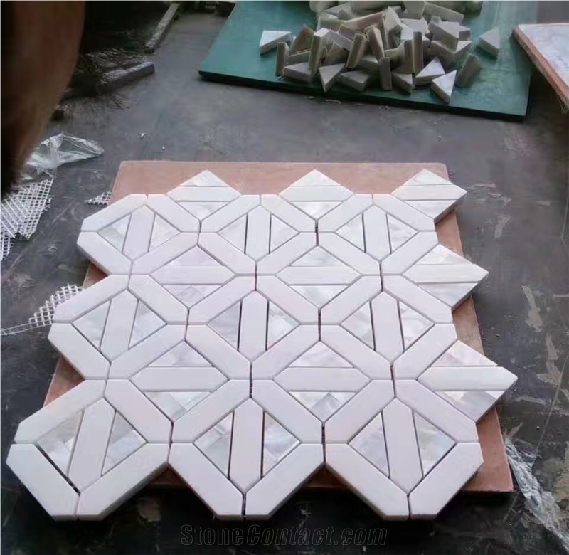 Crystal White Marble Mix Pearl Stone Art Mosaic Tile Bathroom Decor