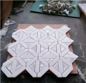 Crystal White Marble Mix Pearl Stone Art Mosaic Tile Bathroom Decor