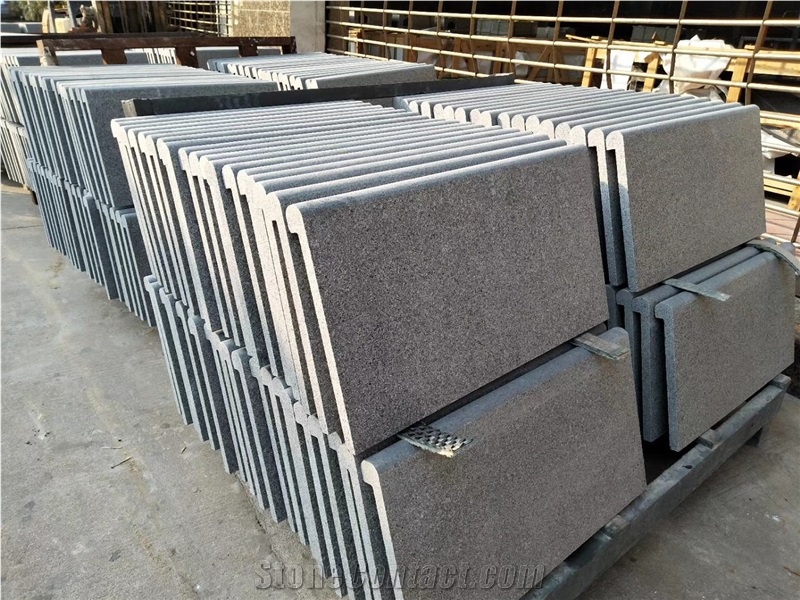 G654 China Padang Light Grey Sesame Granite Bullnose Flamed Pool Coping Paver Tile