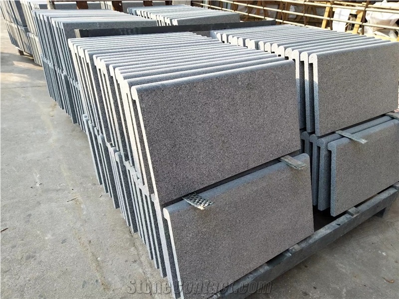 G654 China Padang Light Grey Sesame Granite Bullnose Flamed Pool Coping Paver Tile