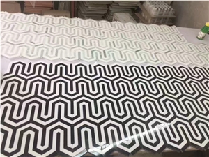 King Black Marble Mix Crystal White Mosaic Pattern Bathroom Wall,Floor