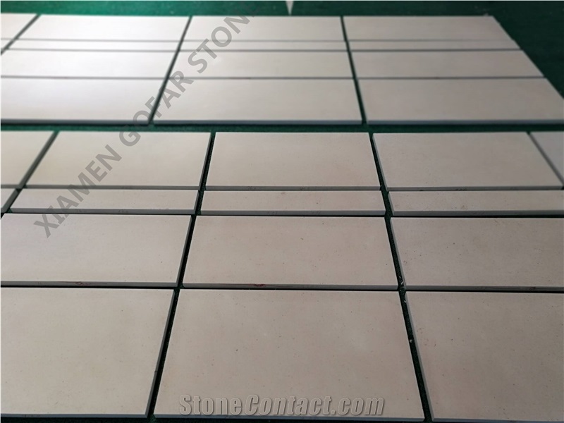 Moca Cream Beige Limestone Pattern Tile Floor Paving Panel,Crema Coral Stone Sheet Gofar
