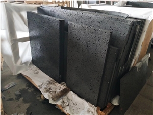 Moon Surface Hainan Grey Basalt Panel Tile with Hole Floor Paving