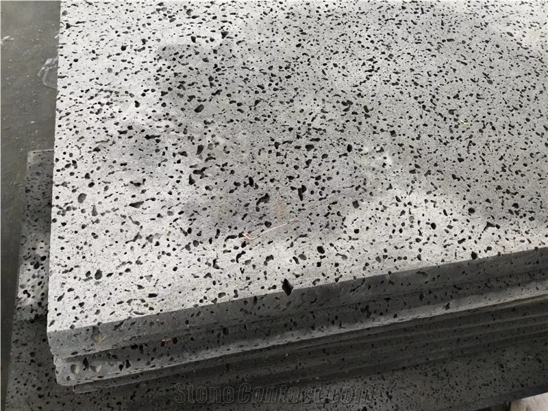 Moon Surface Hainan Grey Basalt Panel Tile with Hole Floor Paving