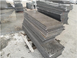 Moon Surface Hainan Grey Basalt Panel Tile with Hole Floor Paving