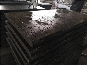 Moon Surface Hainan Grey Basalt Panel Tile with Hole Floor Paving