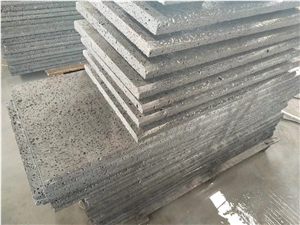 Moon Surface Hainan Grey Basalt Panel Tile with Hole Floor Paving