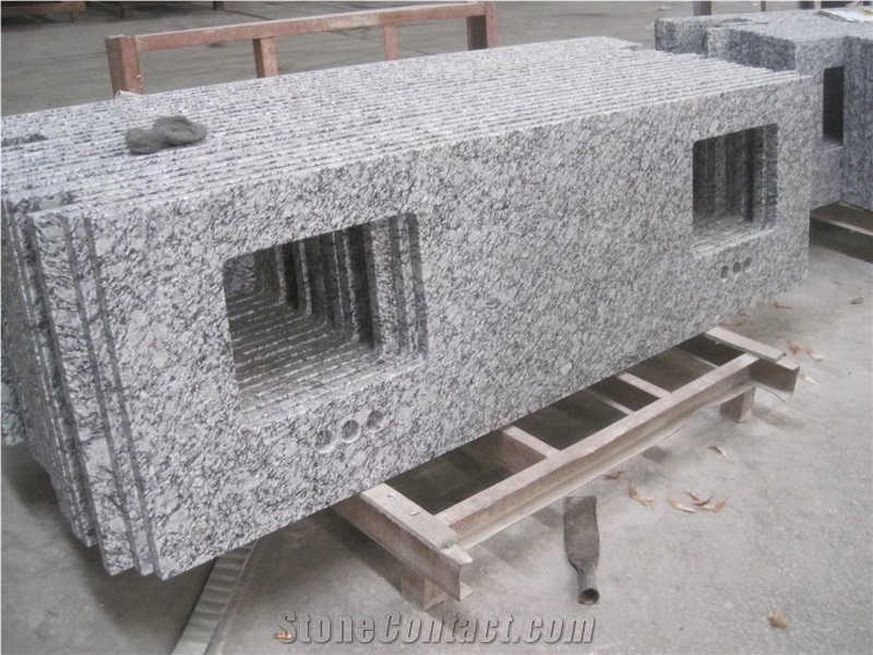 Spray White Wave Granite China Grey Kitchen Islands Top,Countertop Custom