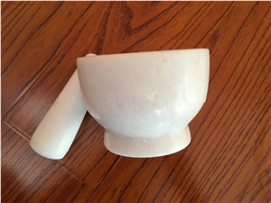 White Marble Stone Mortar and Pestle