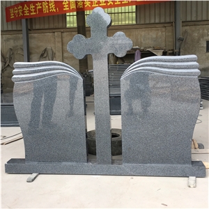 European Style G654 Dark Gray Granite Cross Double Gravestone European Style G654 Dark Gray Granite Cross Double Gravestone