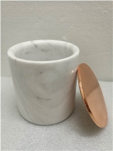 Marble Candle Holder Jars with Lid