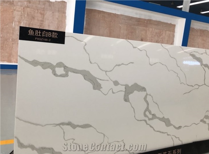 Engineered Stone Calacatta White Looks Quartz Slab