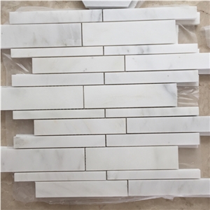 A Grade Bianco Carrara Marble Random Strip Linear Wall Mosaic Tiles A Grade Bianco Carrara Marble Random Strip Linear Wall Mosaic Tiles
