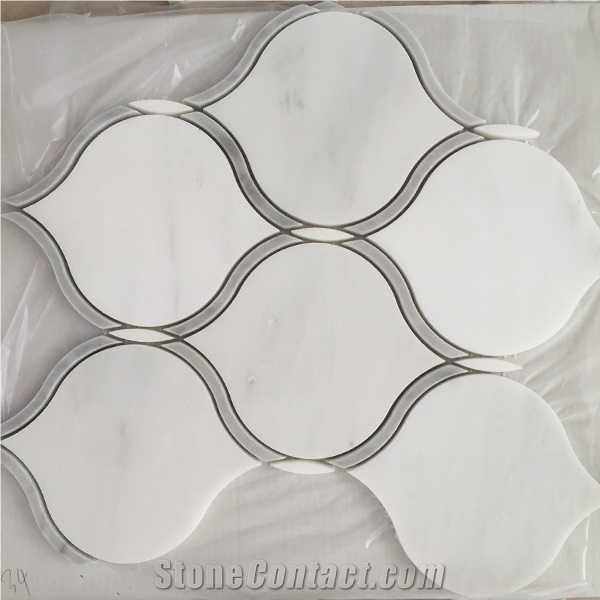 Beautiful Floor and Wall Design White Carrara Marble Mosaic Pattern
