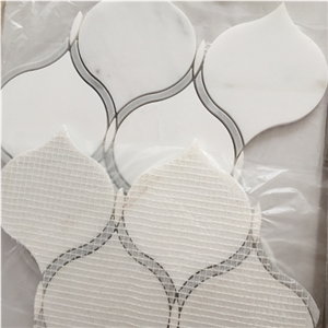 Beautiful Floor and Wall Design White Carrara Marble Mosaic Pattern