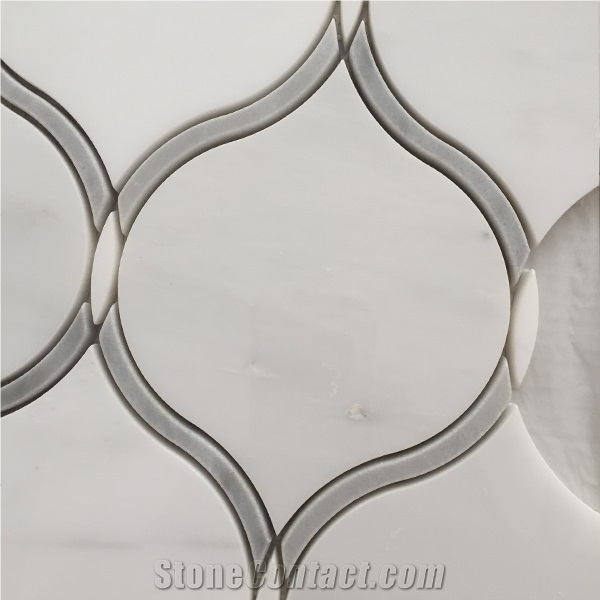 Beautiful Floor and Wall Design White Carrara Marble Mosaic Pattern