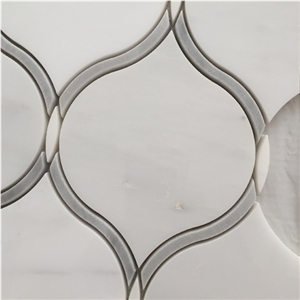 Beautiful Floor and Wall Design White Carrara Marble Mosaic Pattern