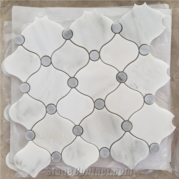 Bianco Carrara White Marble Polishing Arabesque Pattern Mosaic Tiles