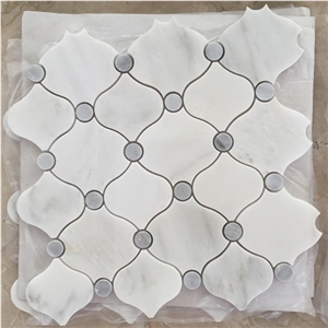 Bianco Carrara White Marble Polishing Arabesque Pattern Mosaic Tiles