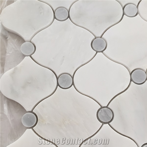 Bianco Carrara White Marble Polishing Arabesque Pattern Mosaic Tiles
